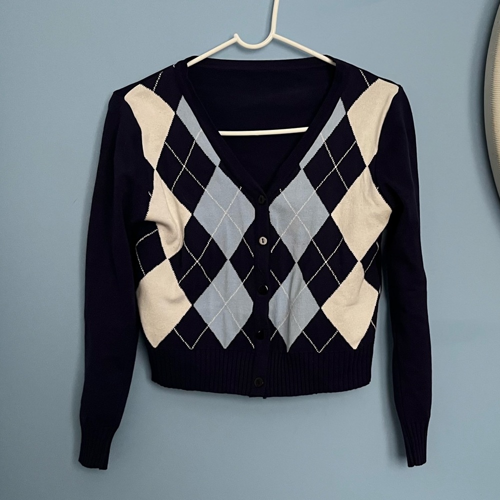 “Brandy Melville” Argyle Sweater Cardigan